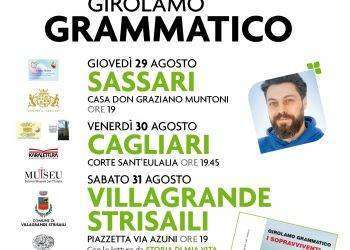 Girolamo Grammatico in tour con Éntula a a Sassari il 29 agosto, a Cagliari il 30 e a Villagrande Strisaili il 31
