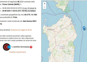 Scossa di terremoto in Sardegna, 3.3 a largo della Gallura
