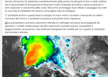 Maltempo Capoterra, il post del sindaco: “Domenica con rischio nubifragio”
