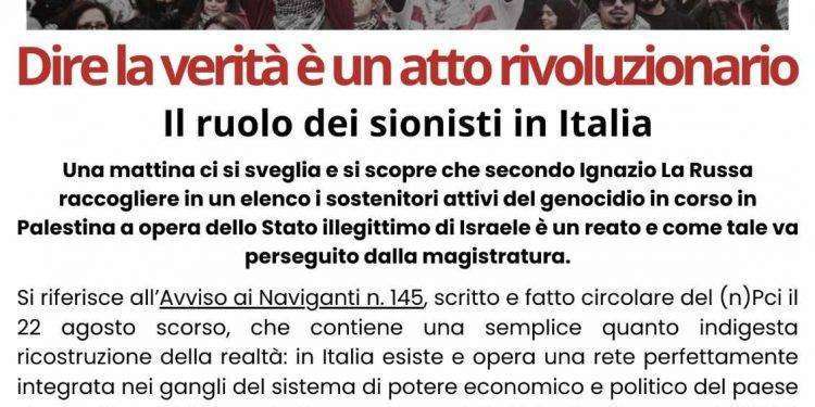 “Il ruolo dei sionisti in Italia”, convegno dei Carc a Cagliari