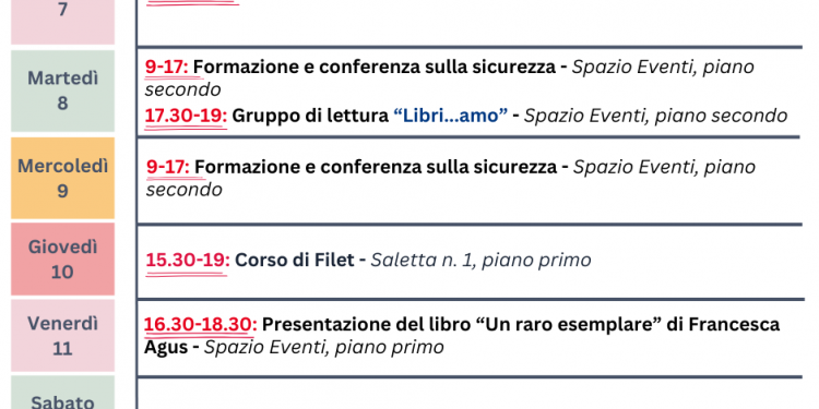 Cagliari, appuntamenti alla MEM nella settimana dal 7 al 12 ottobre 2024
