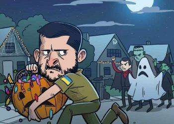 Zelensky deriso su una rivista satirica tedesca in occasione di Halloween