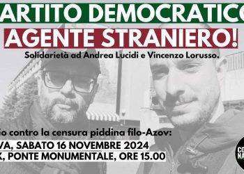 “Partito Democratico agente straniero! No alla persecuzione dei giornalisti non allineati”, manifestazione a Genova
