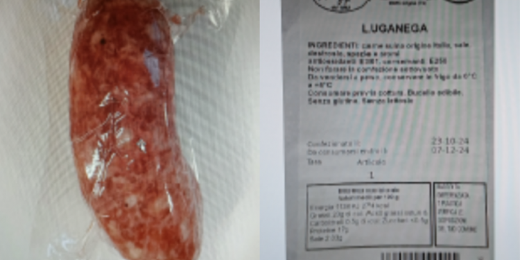 Presenza di Salmonella, richiamato lotto di luganega. Allerta del ministero della Salute per rischio microbiologico