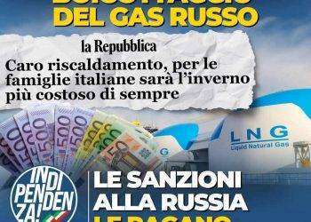 Alemanno: “Il rincaro del gas, le sanzioni contro la Russia le pagano soprattutto gli italiani”