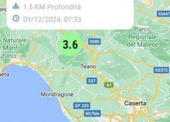 Terremoto oggi nel casertano, scossa avvertita anche a Napoli