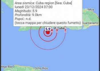 Terremoto al largo della costa di Cuba