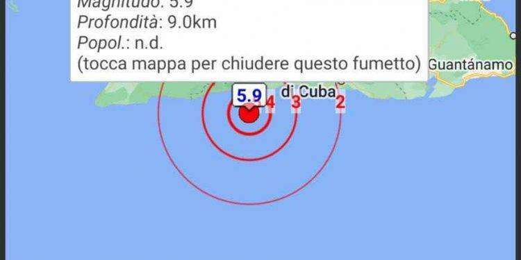 Terremoto al largo della costa di Cuba