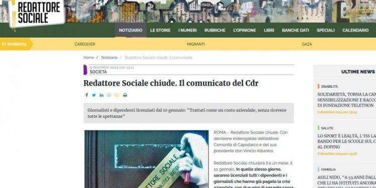 Chiude Redattore Sociale, il Cdr: «L’editore ci manda a casa a condizioni inaccettabili»