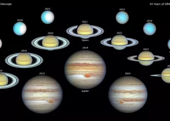 Hubble celebra 10 anni di studi sui giganti del Sistema Solare