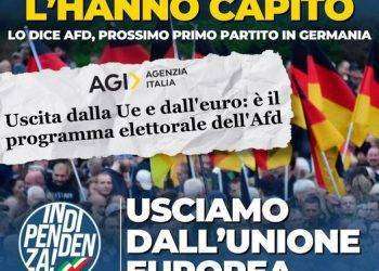 Alemanno: “Nel programma elettorale di AfD ritorna la proposta di uscire dall’Unione europea e dall’Eurozona”