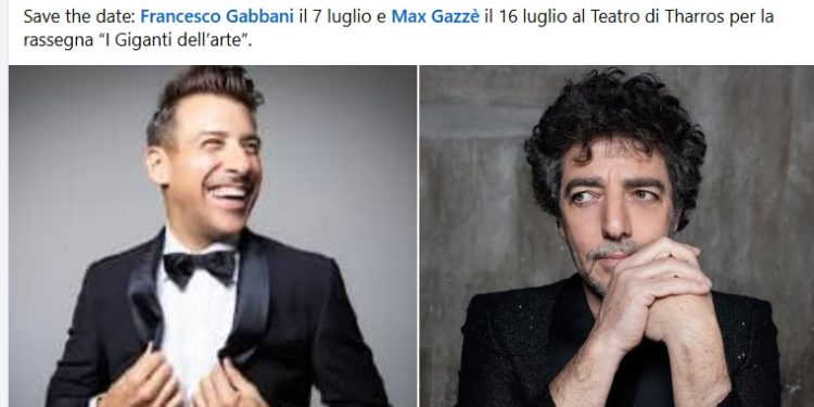 Max Gazzè e Francesco Gabbani in concerto a Tharros