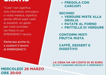 A marzo e aprile 100 cene per Emergency