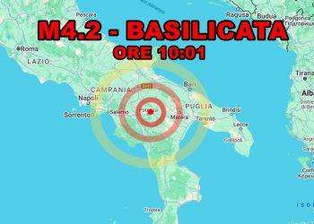 Forte scossa di terremoto 4.2 in provincia di Potenza