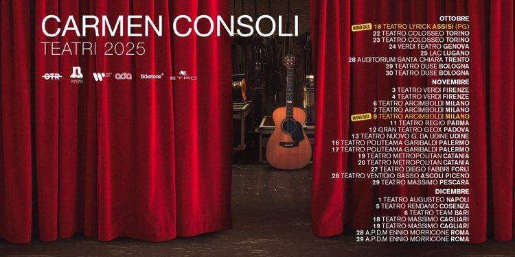 Carmen Consoli: da ottobre 2025 un nuovo tour nei teatri: due date a Cagliari