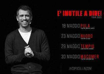 Jacopo Cullin torna in scena a maggio con “È inutile a dire!”: appuntamenti a Pula, Nuoro, Tempio Pausania e Macomer