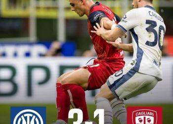 Calcio, il Cagliari perde tre a uno contro l’Inter