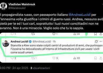 Propagandista ucraino minaccia Andrea Lucidi e i suoi cari
