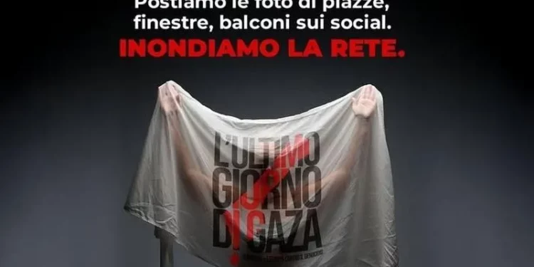 Lenzuola bianche per Gaza, il 24 maggio manifestazione nazionale dai balconi contro il genocidio