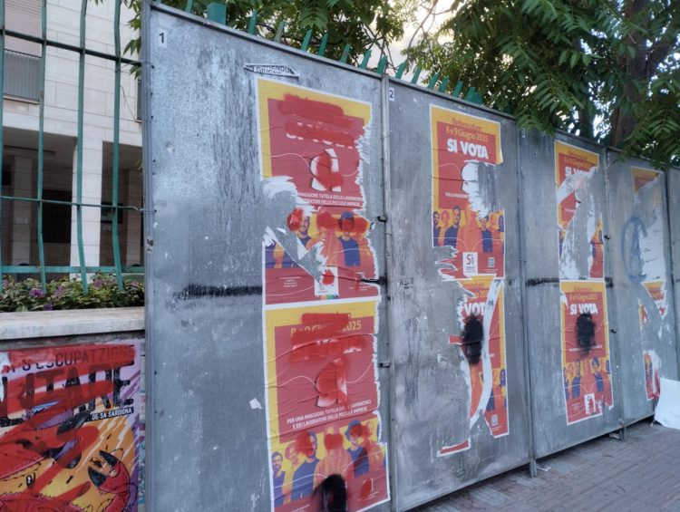 Referendum 8/9 Giugno, strappati i manifesti del SI a Cagliari