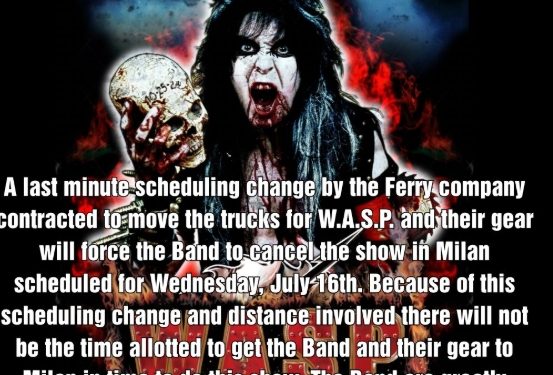 W.A.S.P.: cancellano la data italiana del 16 luglio
