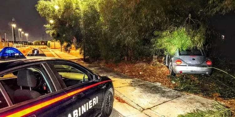 Ubriaco non si ferma all’alt e finisce contro un albero