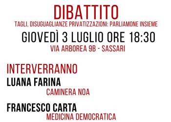 “Difendiamo la sanità pubblica”, giovedì 3 luglio dibattito pubblico a Sassari