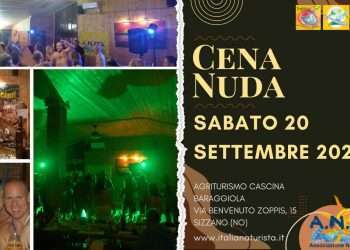 Naturismo, torna la cena nuda di fine estate a Sizzano (NO): appuntamento il 20 settembre