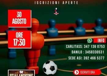 Il 30 agosto il primo torneo ufficiale di Calcio Balilla