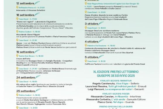 Il 18 e il 19 settembre cinque nuovi appuntamenti per il XL Premio Letterario Giuseppe Dessì