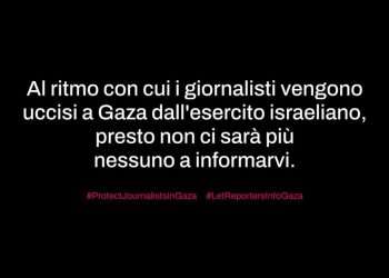 Gaza, 200 organi di stampa di tutto il mondo in protesta contro l’uccisione dei cronisti nella Striscia