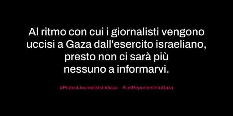 Gaza, 200 organi di stampa di tutto il mondo in protesta contro l’uccisione dei cronisti nella Striscia
