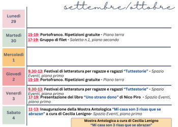 Programma settimanale (29 settembre – 5 ottobre) delle iniziative culturali alla MEM di Cagliari