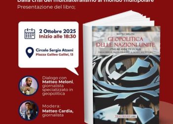Giovedì ore 18:30 presentazione del libro “Geopolitica delle Nazioni Unite. ONU, 80 anni di storia. Dalla crisi del multilateralismo al mondo multipolare”