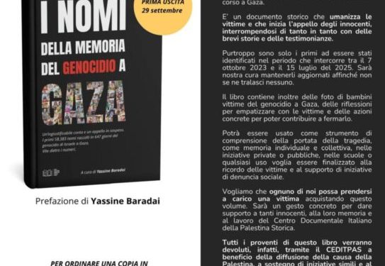 Ceditpas pubblica un libro sulle 58.383 vittime palestinesi del Genocidio a Gaza