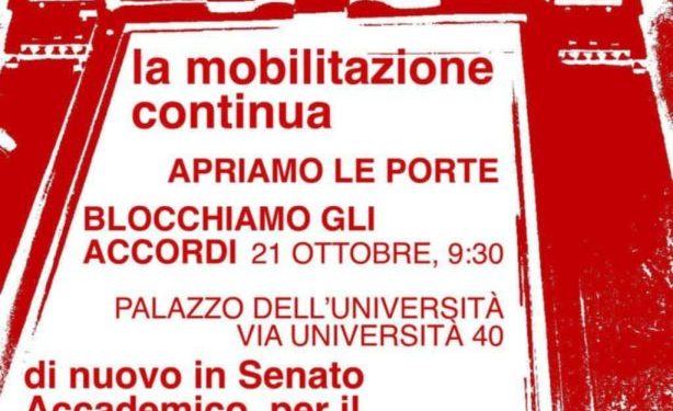 Università di Cagliari e i rapporti con l’entità sionista, sit-in durante il Senato Accademico