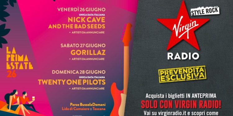 La Prima Estate 2026: Nick Cave & The Bad Seeds, Gorillaz e Twenty One Pilots
