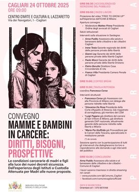 Mamme e bambini in carcere: diritti, bisogni, prospettive – Convegno a Cagliari il 24 ottobre