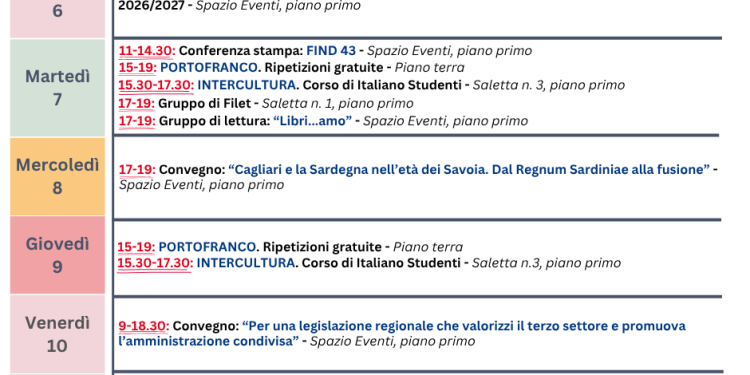 Cagliari, gli appuntamenti alla Mem per la settimana dal 6 al 12 ottobre 2025
