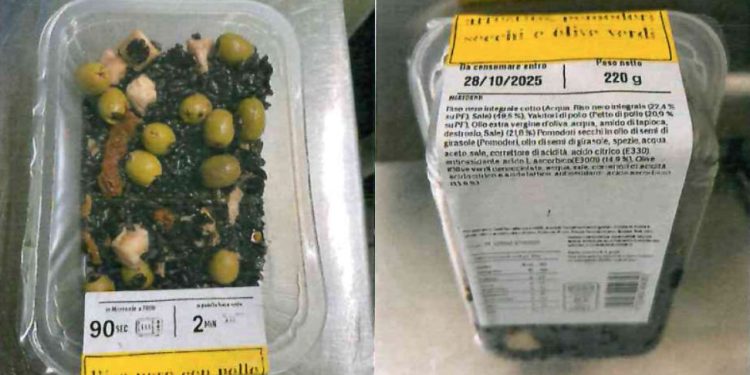 Insalata di riso nero con pollo richiamata per presenza di Listeria