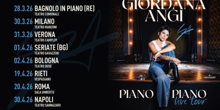 Giordana Angi nei teatri italiani con piano piano Live Tour