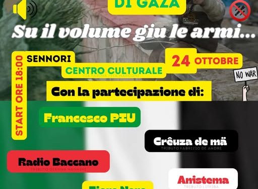 “Insieme, per i bambini di Gaza”, evento a Sennori