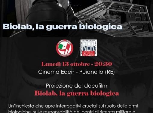 “Biolab, la guerra biologica”, proiezione del documentario di Russia Today a Puianello