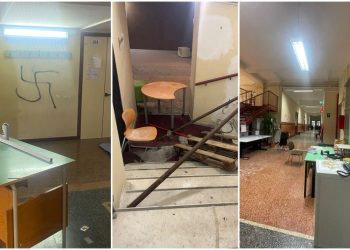 Raid in un liceo: devastazione e svastiche sui muri