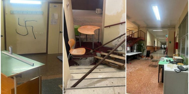 Raid in un liceo: devastazione e svastiche sui muri