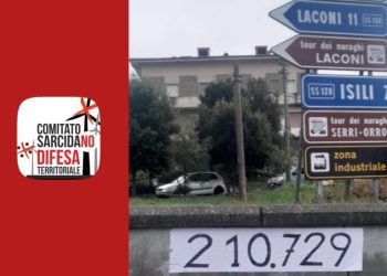 Speculazione energetica, il Presidente Comandini a Nurallao accolto dagli striscioni per Pratobello24