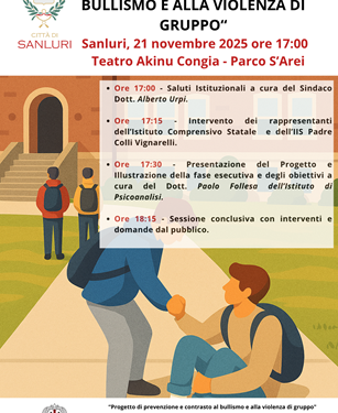 Sanluri, progetto di prevenzione del bullismo e della violenza di gruppo