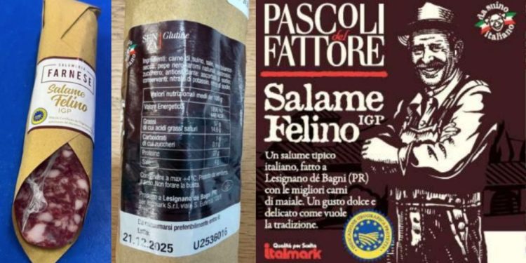 Il Ministero della Salute richiama il salame Felino IGP