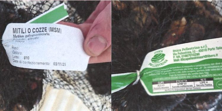 Il Ministero della Salute richiama le cozze