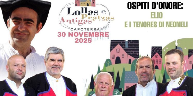 Capoterra, torna “Lollas e Pratzas Antigas”: il 30 novembre concerto di Elio e i Tenores di Neoneli